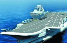 伊朗竖起巨幅宣传画：一艘美军航母被炸 血水流入大海